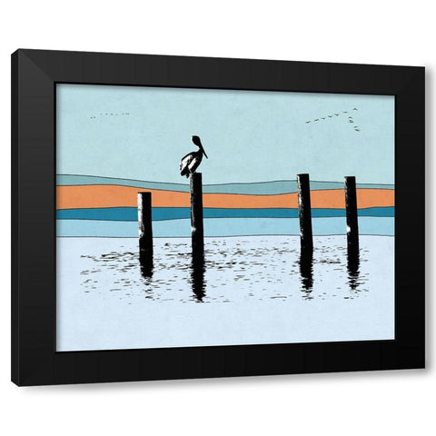 Pelican Post II Black Modern Wood Framed Art Print by Tom, Ella