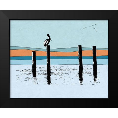 Pelican Post II Black Modern Wood Framed Art Print by Tom, Ella
