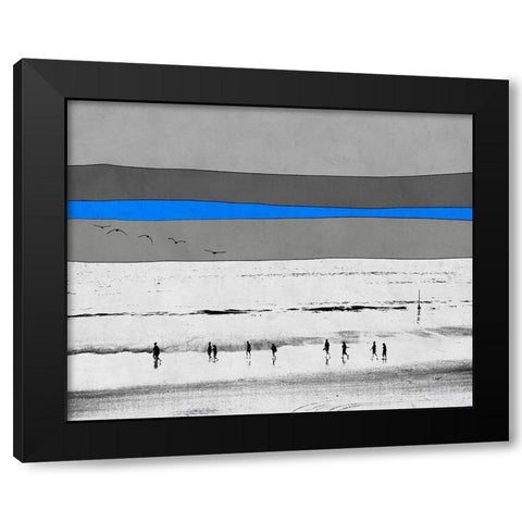 Beach Stroll at Dusk Black Modern Wood Framed Art Print with Double Matting by Tom, Ella