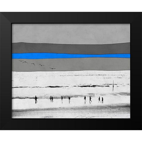 Beach Stroll at Dusk Black Modern Wood Framed Art Print by Tom, Ella