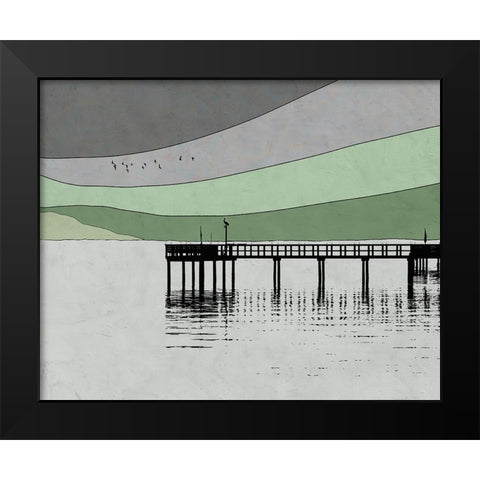New Dock Black Modern Wood Framed Art Print by Tom, Ella