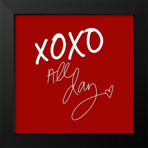 XOXO All Day on Red Black Modern Wood Framed Art Print by SD Graphics Studio