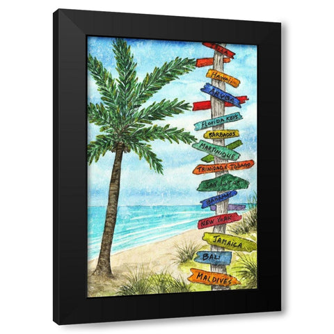Island Directions Black Modern Wood Framed Art Print with Double Matting by Biscardi, Nicholas
