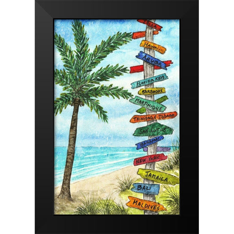 Island Directions Black Modern Wood Framed Art Print by Biscardi, Nicholas