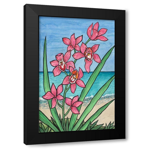Orchid Beach Black Modern Wood Framed Art Print with Double Matting by Biscardi, Nicholas
