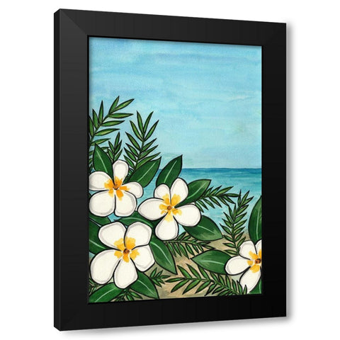Plumeria Beach Black Modern Wood Framed Art Print with Double Matting by Biscardi, Nicholas
