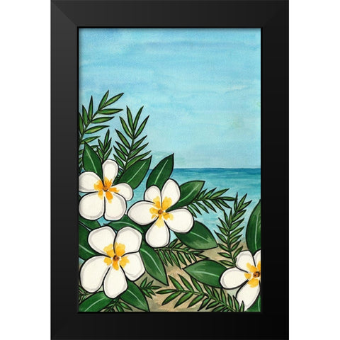 Plumeria Beach Black Modern Wood Framed Art Print by Biscardi, Nicholas