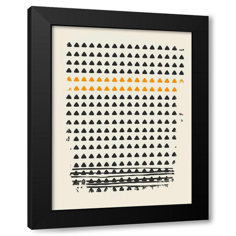 Orange Triangles Black Modern Wood Framed Art Print by Sheppard, Lucca