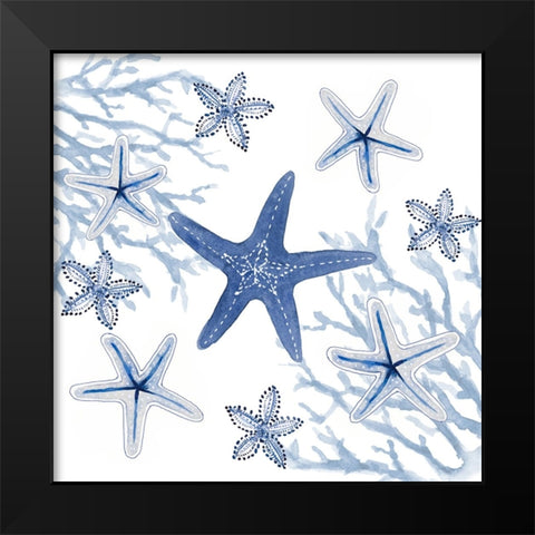 Periwinkle Starfish Seascape Black Modern Wood Framed Art Print by Loreth, Lanie