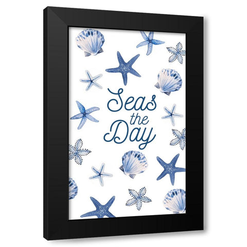 Seas The Day Indigo Starfish Black Modern Wood Framed Art Print with Double Matting by Loreth, lanie
