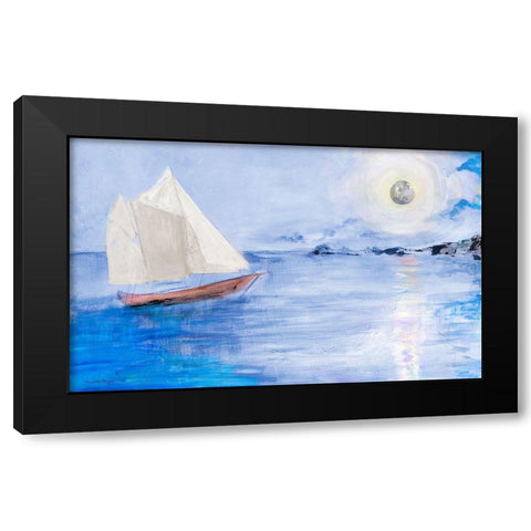 Sailing In Moonlight Black Modern Wood Framed Art Print with Double Matting by Maria, Robin