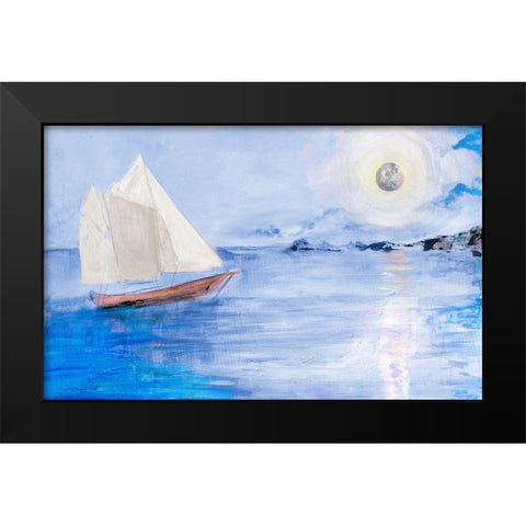 Sailing In Moonlight Black Modern Wood Framed Art Print by Maria, Robin