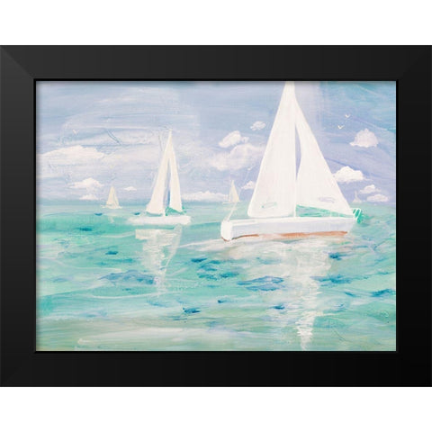 Nice Day For Sailing Black Modern Wood Framed Art Print by Maria, Robin