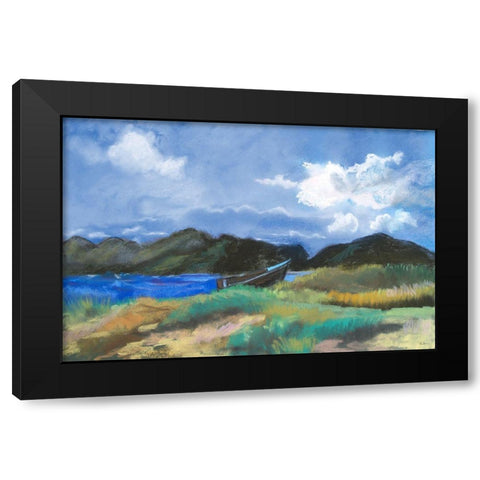 Beached Row Boat Black Modern Wood Framed Art Print with Double Matting by Maria, Robin