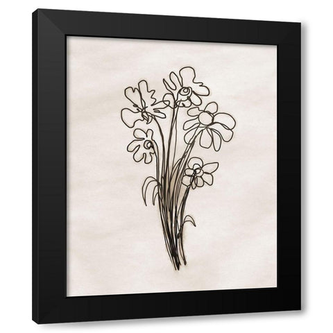 Naive Flowers Black Modern Wood Framed Art Print by Meneely, Dan