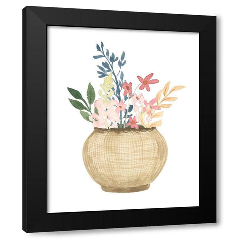 Basket Of Wild Flowers Black Modern Wood Framed Art Print with Double Matting by Price, Lucille