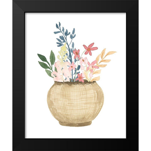 Basket Of Wild Flowers Black Modern Wood Framed Art Print by Price, Lucille