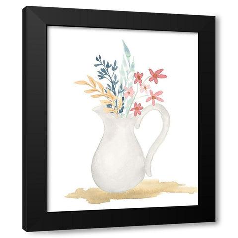 Farmhouse Pitcher With Flowers Black Modern Wood Framed Art Print by Price, Lucille