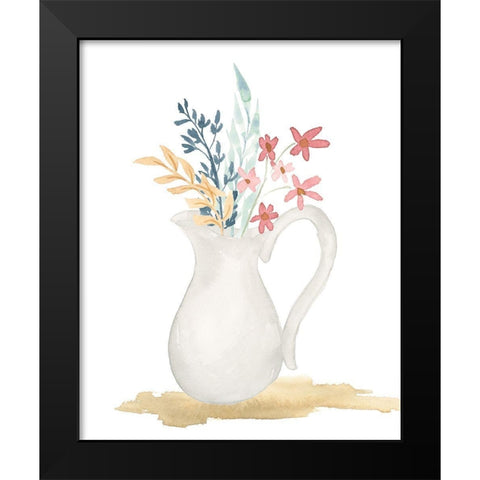 Farmhouse Pitcher With Flowers Black Modern Wood Framed Art Print by Price, Lucille