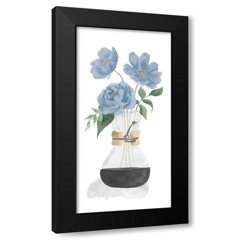 Tumbler Of Blue Flowers I Black Modern Wood Framed Art Print by Price, Lucille