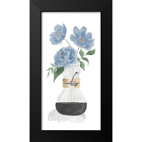 Tumbler Of Blue Flowers I Black Modern Wood Framed Art Print by Price, Lucille
