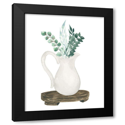 Farmhouse Pitcher With Leaves Black Modern Wood Framed Art Print by Price, Lucille