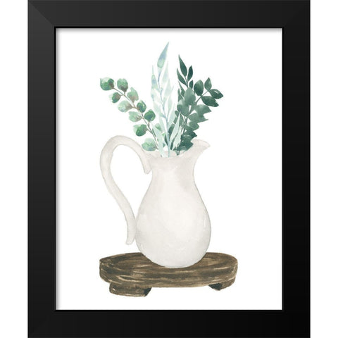 Farmhouse Pitcher With Leaves Black Modern Wood Framed Art Print by Price, Lucille