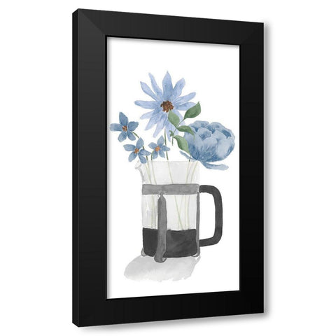 Tumbler Of Blue Flowers II Black Modern Wood Framed Art Print with Double Matting by Price, Lucille
