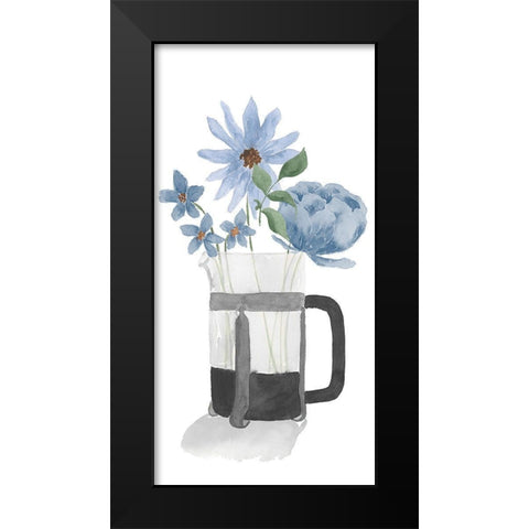 Tumbler Of Blue Flowers II Black Modern Wood Framed Art Print by Price, Lucille