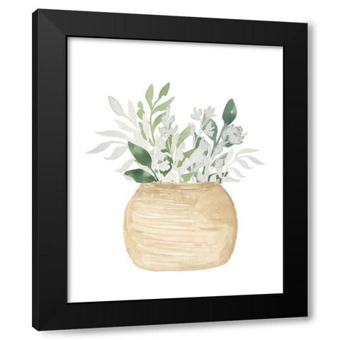 Pot Of White Floral Black Modern Wood Framed Art Print by Price, Lucille