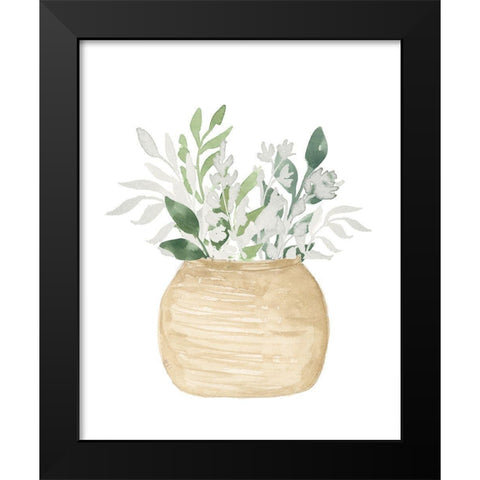 Pot Of White Floral Black Modern Wood Framed Art Print by Price, Lucille