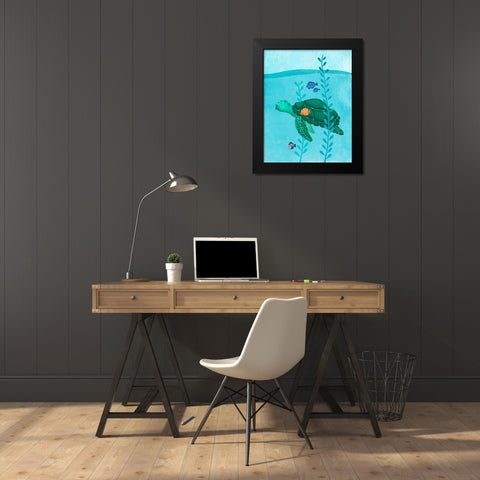 Tony The Turtle Black Modern Wood Framed Art Print by Sheppard, Lucca