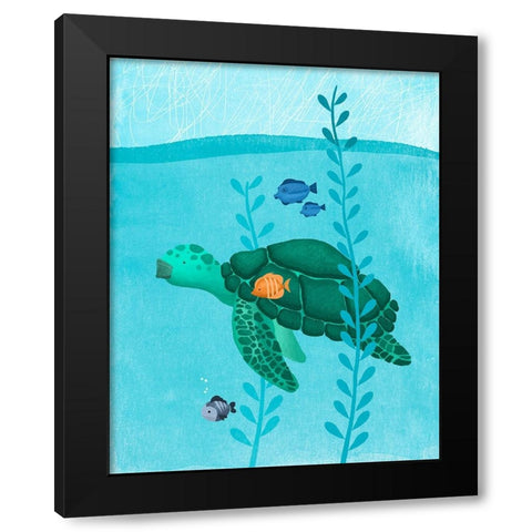 Tony The Turtle Black Modern Wood Framed Art Print with Double Matting by Sheppard, Lucca