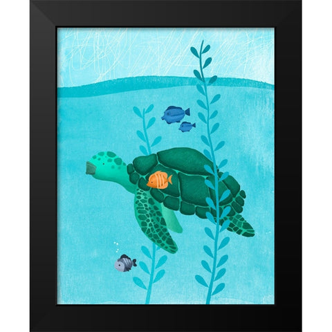 Tony The Turtle Black Modern Wood Framed Art Print by Sheppard, Lucca