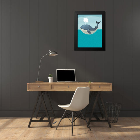 Wally The Whale Black Modern Wood Framed Art Print by Sheppard, Lucca