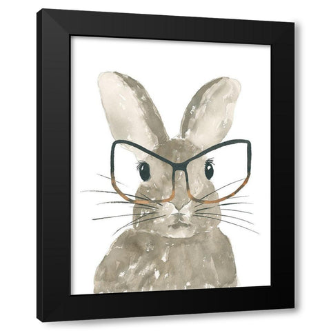 Bunny With Glasses Black Modern Wood Framed Art Print with Double Matting by Price, Lucille