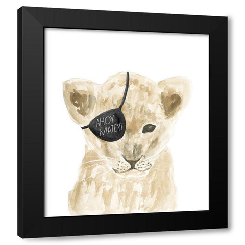 Ahoy Matey Lion Black Modern Wood Framed Art Print by Price, Lucille
