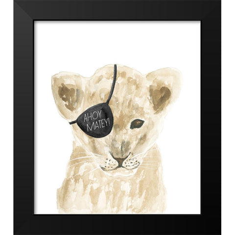 Ahoy Matey Lion Black Modern Wood Framed Art Print by Price, Lucille