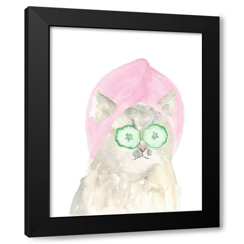 Spa Kitten Black Modern Wood Framed Art Print with Double Matting by Price, Lucille