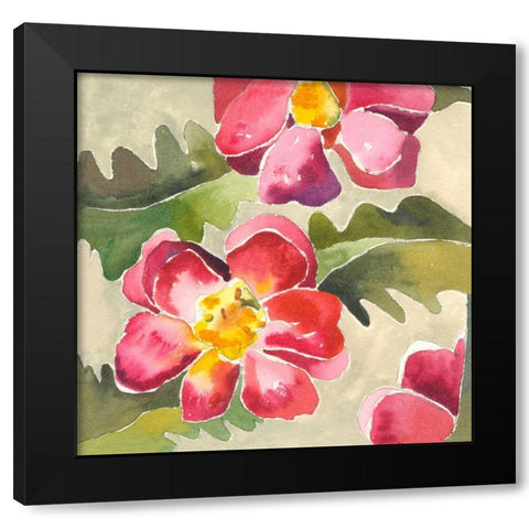 Warm Blooms Black Modern Wood Framed Art Print by Athas, Vas