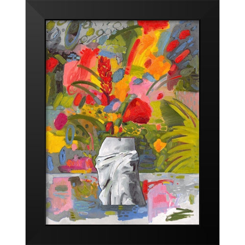 Abstract Flora Black Modern Wood Framed Art Print by Athas, Vas