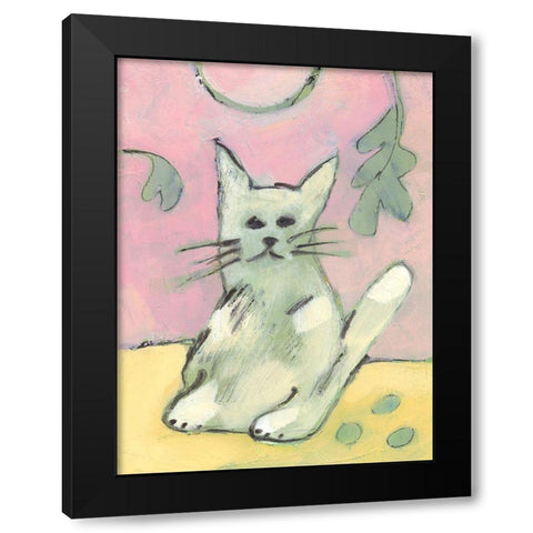 Soft Kitty Black Modern Wood Framed Art Print by Athas, Vas