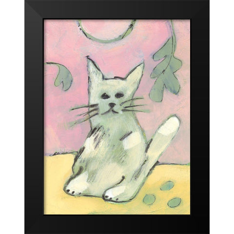 Soft Kitty Black Modern Wood Framed Art Print by Athas, Vas