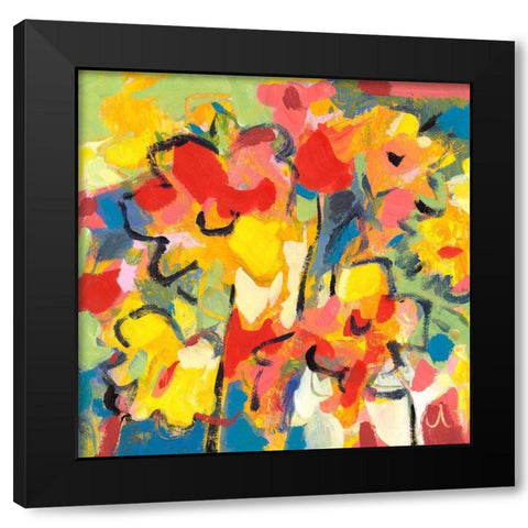 Saturated Florals Black Modern Wood Framed Art Print with Double Matting by Athas, Vas