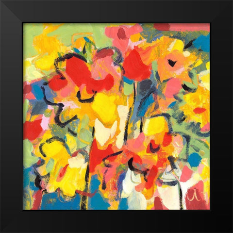 Saturated Florals Black Modern Wood Framed Art Print by Athas, Vas