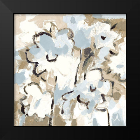 Light Blue Floral Black Modern Wood Framed Art Print by Athas, Vas