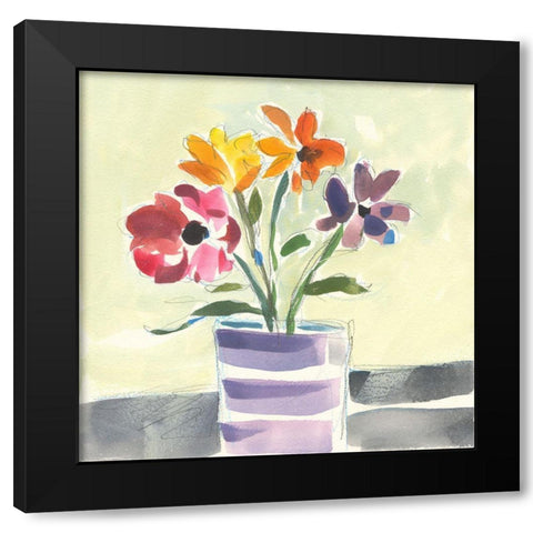 Morning Flowers Black Modern Wood Framed Art Print with Double Matting by Athas, Vas