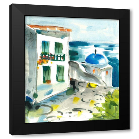 Greece Pathway Black Modern Wood Framed Art Print with Double Matting by Athas, Vas