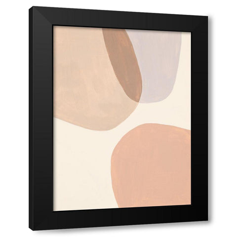 Neutral Overlapping Shapes Black Modern Wood Framed Art Print with Double Matting by Pinto, Patricia