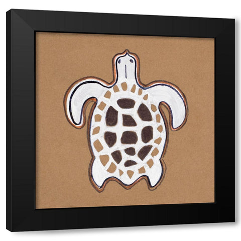 Ocean World Turtle Black Modern Wood Framed Art Print with Double Matting by Pinto, Patricia